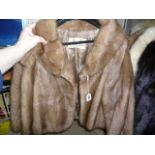 A light brown mink fur short jacket with turn-over collar, Calman Links London label  (upstairs rail