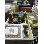 An interesting collection in three boxes including old scent bottles, some in original boxes, a