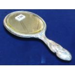 A fine quality Art Nouveau silver hand mirror decorated with angels, Chester 1904 hallmark.