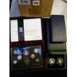 Four boxed coin sets comprising: The 1996 United Kingdom Silver Anniversary Collection, which