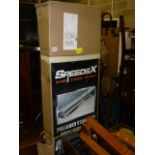 A Speedex polished stainless steel side steps and a roll of car-wrapping vinyl by Hexis, in box (end