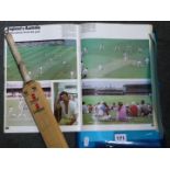 Cricket memorabilia to include a miniature bat with signatures including 'Chappell', 'Colley', '