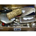 An interesting collection of items including an old carved ivory handle part, a 1905 card case,