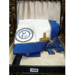 A Middlesex Masonic apron in leather case.