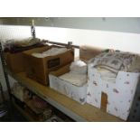 Four boxes containing a large quantity of table linen including damask, cutwork and lace-trimmed,