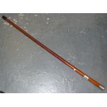 A late Victorian Malacca walking cane with plain silver top, London [C]