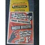 A collection of posters including 'National Safety Week', 'Master Detective', 'Museum of British