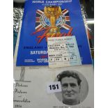 Two tickets for the north stand- England V Wales November 16th 1966, the England V West Germany