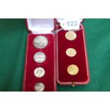 Three 18 carat gold Vatican coins, 1966. 17 gms approx. and a set of four Vatican commemorative