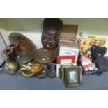 A quantity of decorative photograph frames, a small quantity of dolls and other old children's toys,