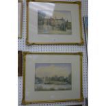 'Old Palace, Richmond' and 'Isleworth Church and Ferry', a pair of watercolours by Frank Viner, each