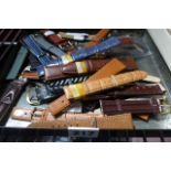 A quantity of various leather watch straps including: Bros, Dior and others.