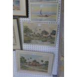 A pair of early 20th century watercolours of Indian village scenes by J. Ghose, each signed, one