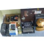 A collection of various items including an Imperial -Good Companion cased typewriter, a small