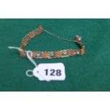 A 9 ct gold gate bracelet set with turquoise, Est. Weight 11.7 gms