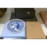 A cased Rummy game, two Wedgewood collectors plates, three 1940s Film Award annuals and a cased