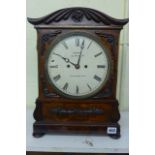 A William IV mahogany mantel clock with painted dial signed (George) Brown, 104 Praed St,