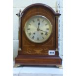 A 1920s mantel clock with Coventry Astral gong-striking movement, in attractively inlaid mahogany