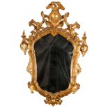 FINE MIRROR IN GILTWOOD, NORTHERN ITALY 18TH CENTURY