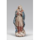 FIGURE OF THE VIRGIN IN MAIOLICA, SOUTHERN ITALY 18TH CENTURY