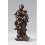 SCULPTURE OF THE VIRGIN AND CHILD, 20TH CENTURY

in brown lacquered stucco, baroque style.