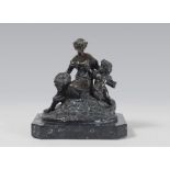 FRENCH SCULPTOR, 19TH CENTURY



ALLEGORY OF LADY AND ANGEL

Lost wax bronze casting, cm. 19 x 18