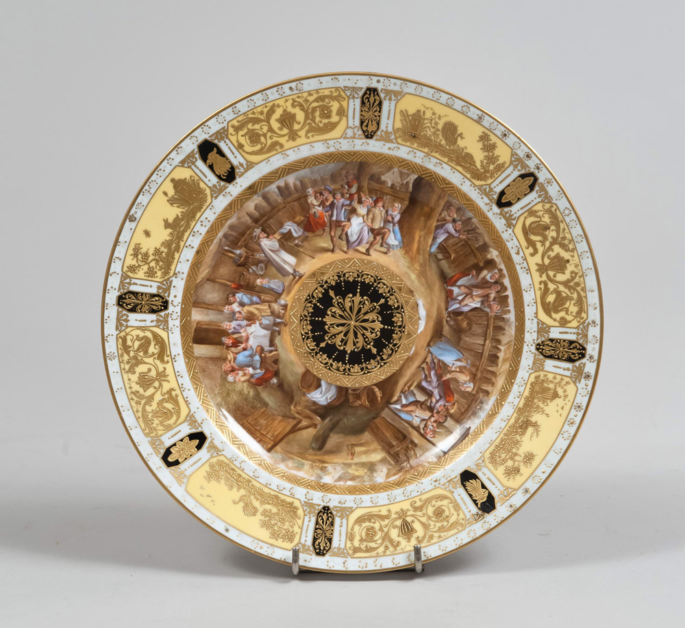 PLATE IN PORCELAIN, VIENNA EARLY 20TH CENTURY

polychrome, well painted with scene. Lip with gold