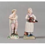 TWO GROUPS IN PORCELAIN, PROBABLY FRANCE 19TH CENTURY

polychrome glazing, depicting farmer and lady