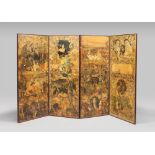ENGLISH SCREEN, VICTORIAN PERIOD

four sections, entirely decorated with collage of  oleographs,