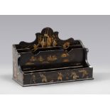 CHINOISERIE LETTER RACK, FRANCE 19TH CENTURY

in black lacquered wood, polychrome and gold, with