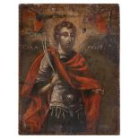 GREEK SCHOOL, 19TH CENTURY



SAINT MAURICE

Icon in oil on panel, cm. 31,5 x 24

Dated 1839,