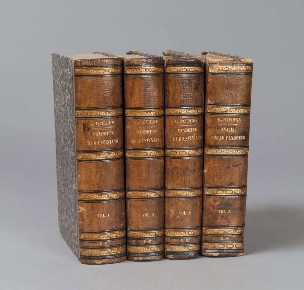 Giuridica

R.G. Pothier, Le Pandette di Giustiniano. Quattro volumi. Ed. 1841.

Mezza pelle con