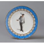 PLATE IN PORCELAIN, PROBABLY GINORI, SECOND HALF 19TH CENTURY

polychrome, with figure of Pulcinella