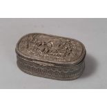 CASKET IN SILVER PLATE, HOLLAND EARLY 20TH CENTURY

lid chiselled in relief with gallant scene.