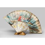 REMAINS OF FAN, 19TH CENTURY

paper painted with country scene. Mother of pearl ribs. 

Size cm.