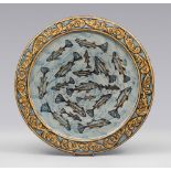 FINE PLATE IN CERAMIC, PROBABLY OFFICINA CAMPANA, LATE 18TH CENTURY

polychrome on blue base,