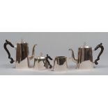 TEA AND COFFEE SET, 20TH CENTURY

handles in ebonized wood. Comprising of teapot, coffee pot, milk