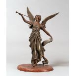 FIGURE OF ANGEL IN METAL, FRANCE LATE 19TH CENTURY

burnished base with green glazing. The figure is