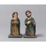 PAIR OF FIGURES OF SAINTS, PROBABLY SPAIN 19TH CENTURY

in full polychrome. The figures are