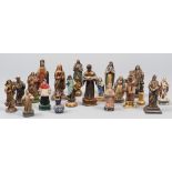 COLLECTION OF TWENTY WOODEN SCULPTURES, 19TH CENTURY

in polychrome, depicting devotional