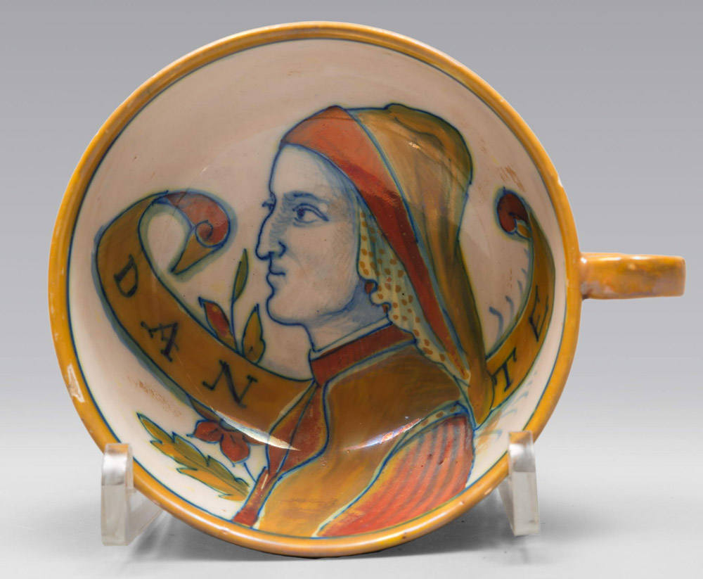 TEA SET IN CERAMIC, SANTARELLI GUALDO TADINO 1900 ca.

Designs in cobalt glazing, ochre and - Image 2 of 2