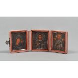 TRAVEL TRIPTYCH, 20TH CENTURY

with three icons, silver plate riza. Casing in velvet.

Size case cm.