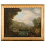 FRENCH PAINTER, 18TH CENTURY



PASTORAL LANDSCAPE WITH FIGURES

Oil on canvas, cm. 78 x 97,5