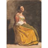 ITALIAN PAINTER, LATE 19TH CENTURY 
POPOLANA
Watercolor on paper, cm. 26 x 19.5
Signed 'G.M.',