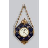 PENDULUM CLOCK IN CERAMIC, PROBABLY FRANCE 20TH CENTURY

polychrome and cobalt enamel with floral