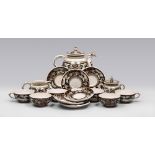 TEA SET IN CERAMIC, SAN GIMIGNANO, FIRST HALF 20TH CENTURY

white and black glazing, design of