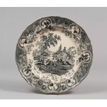 PLATE IN EARTHENWARE, DAVENPORT LATE 19TH CENTURY

glazing in white and two shades of grey, with