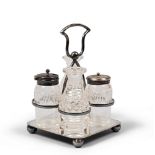 SALT CELLAR IN SHEFFIELD, 20TH CENTURY

four flasks in cut glass. 

Size cm. 17 x 12.