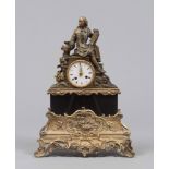 TABLE CLOCK IN BRONZE AND MARBLE, FRANCE 19TH CENTURY

with figure of scholar and rectangular
