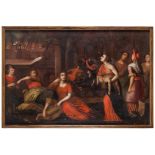 PAINTER OF SIENA, 17TH CENTURY 
ALLEGORICAL SCENE
Oil on canvas, cm. 74 x 111
In frame